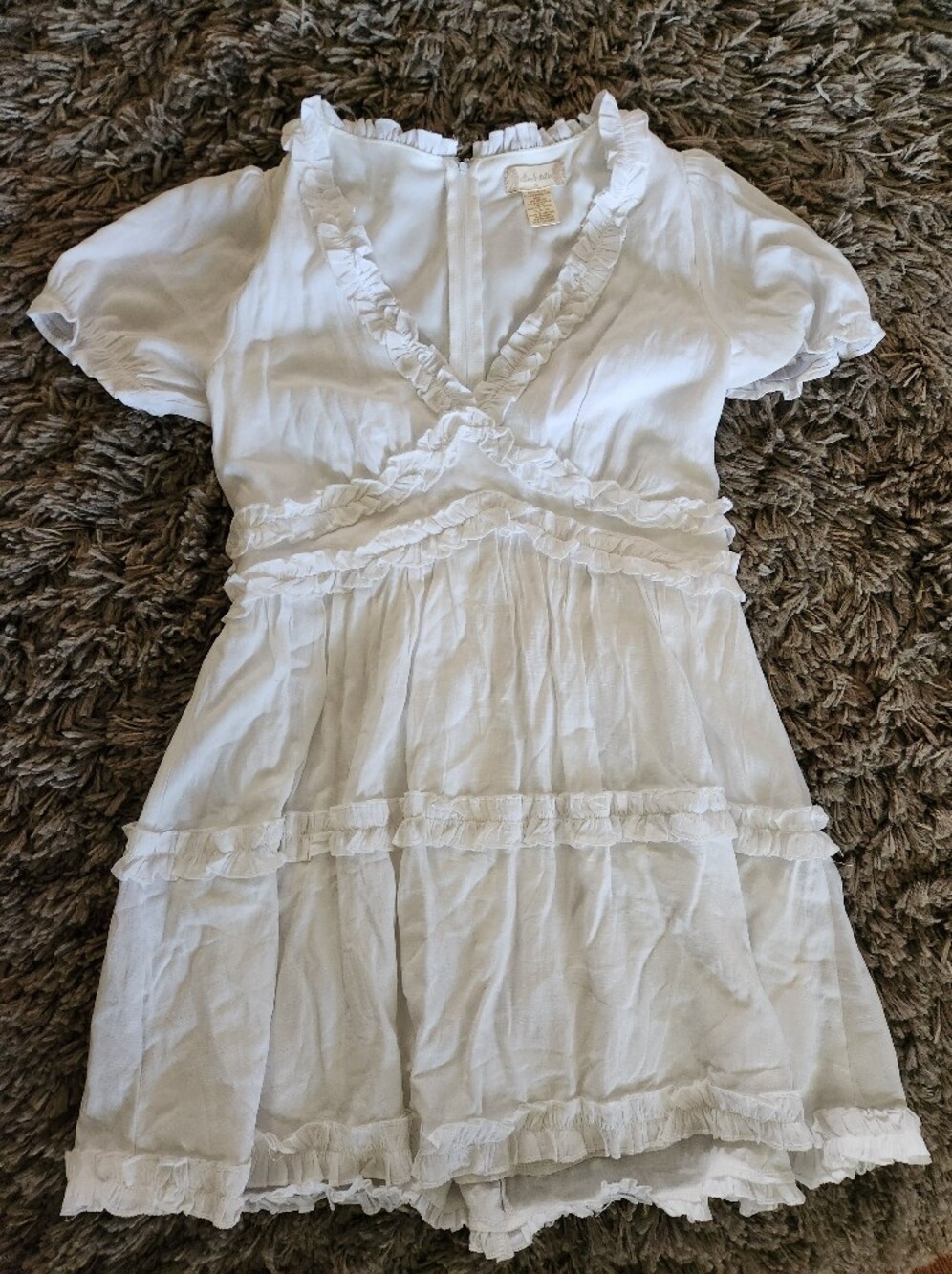 Altar'd State White Ruffle-Trim Dress
